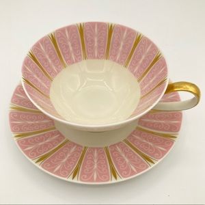 KPM KRISTER GERMANY II SET COFFE CUP AND SAUCER PINK WHITE